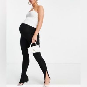 ASOS Design Maternity over the bump legging with side split in Black, Small